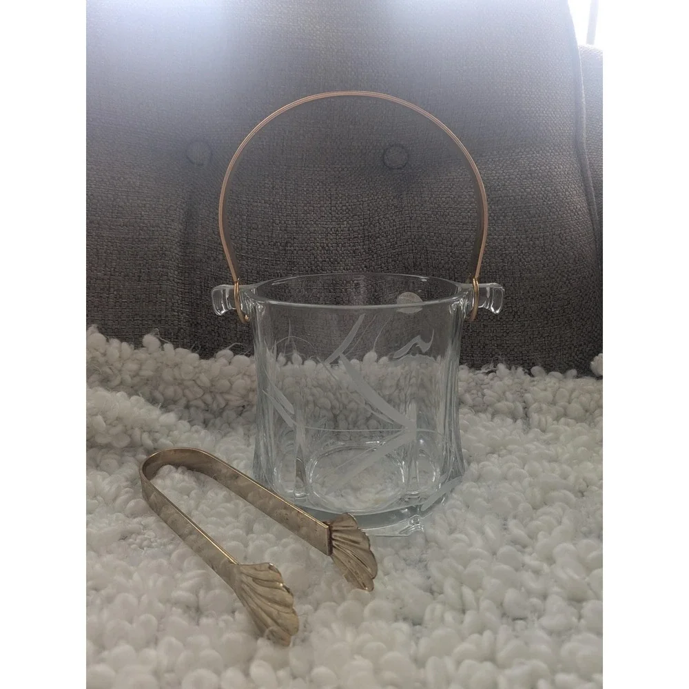 Vintage Arte Murano Linea Wheat Etched Ice Bucket 5